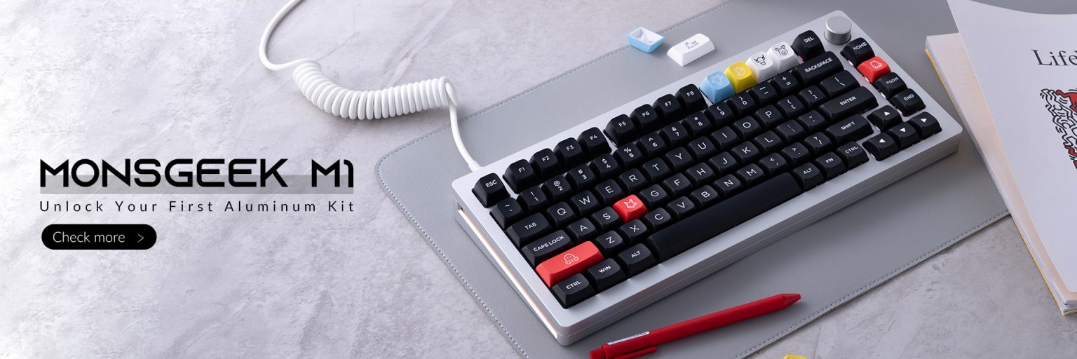 MonsGeek M1 Silver + Akko WOB Keycaps MonsGeek