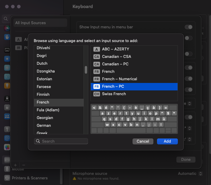 QWERTY vs AZERTY Layout Switching & Key Remapping on mac